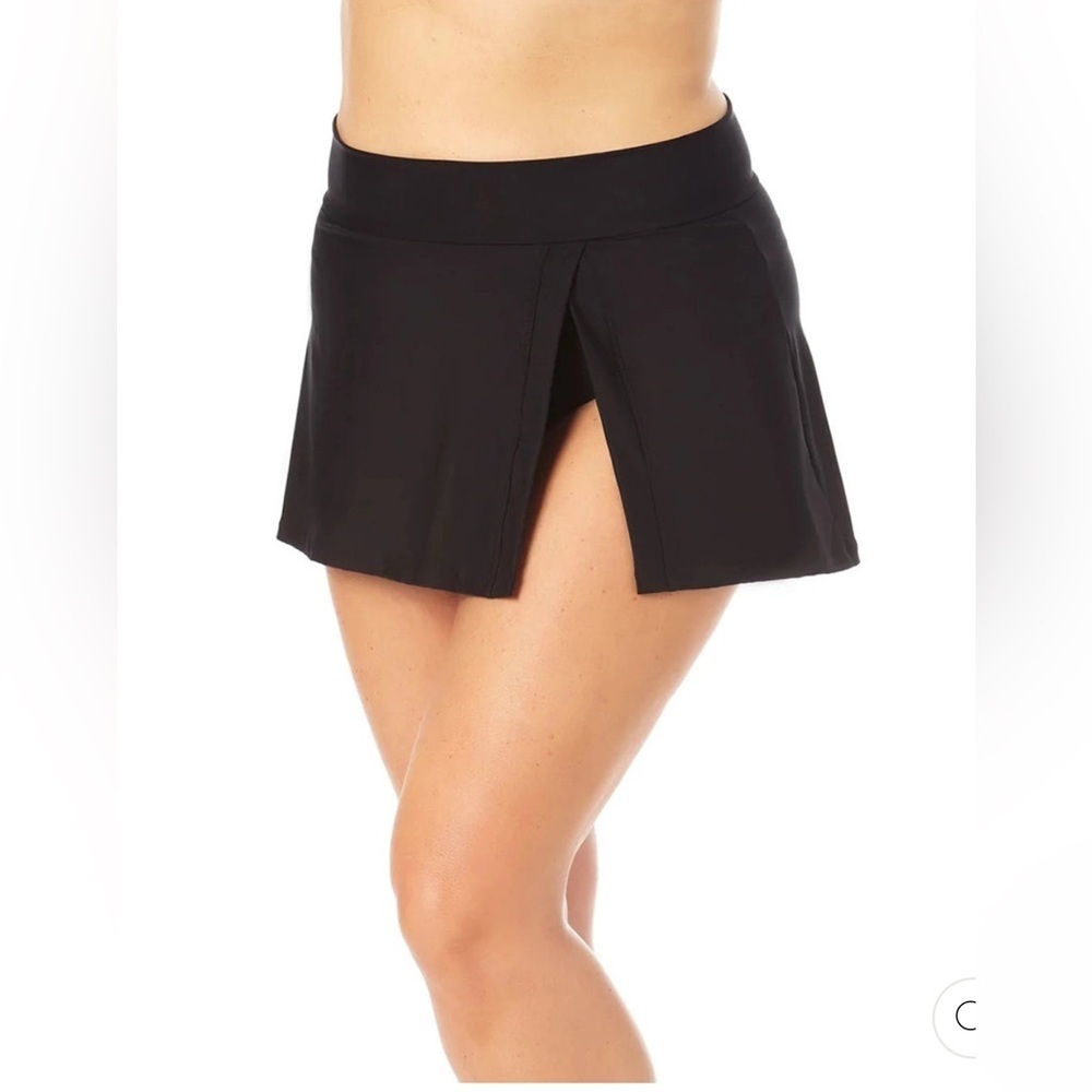 ANNE COLE SLIT SWIM PLUS SKIRT